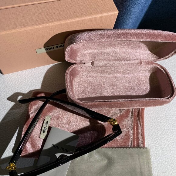 Miu Miu Black Oval Sunglasses with Case - Picture 5 of 10